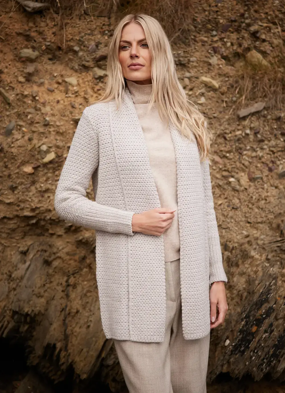 Kilcoole Textured Coatigan in Silver Marl